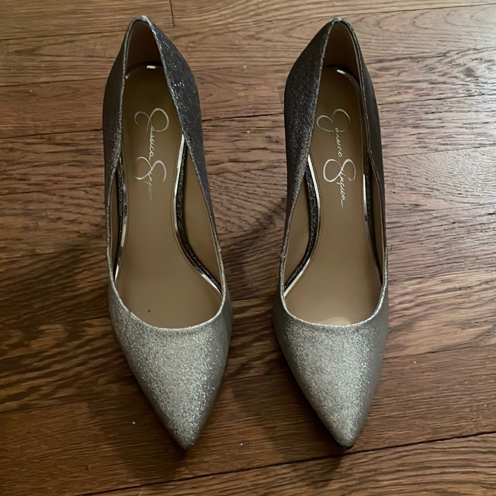 Sparkly Silver Jessica Simpson High Heels